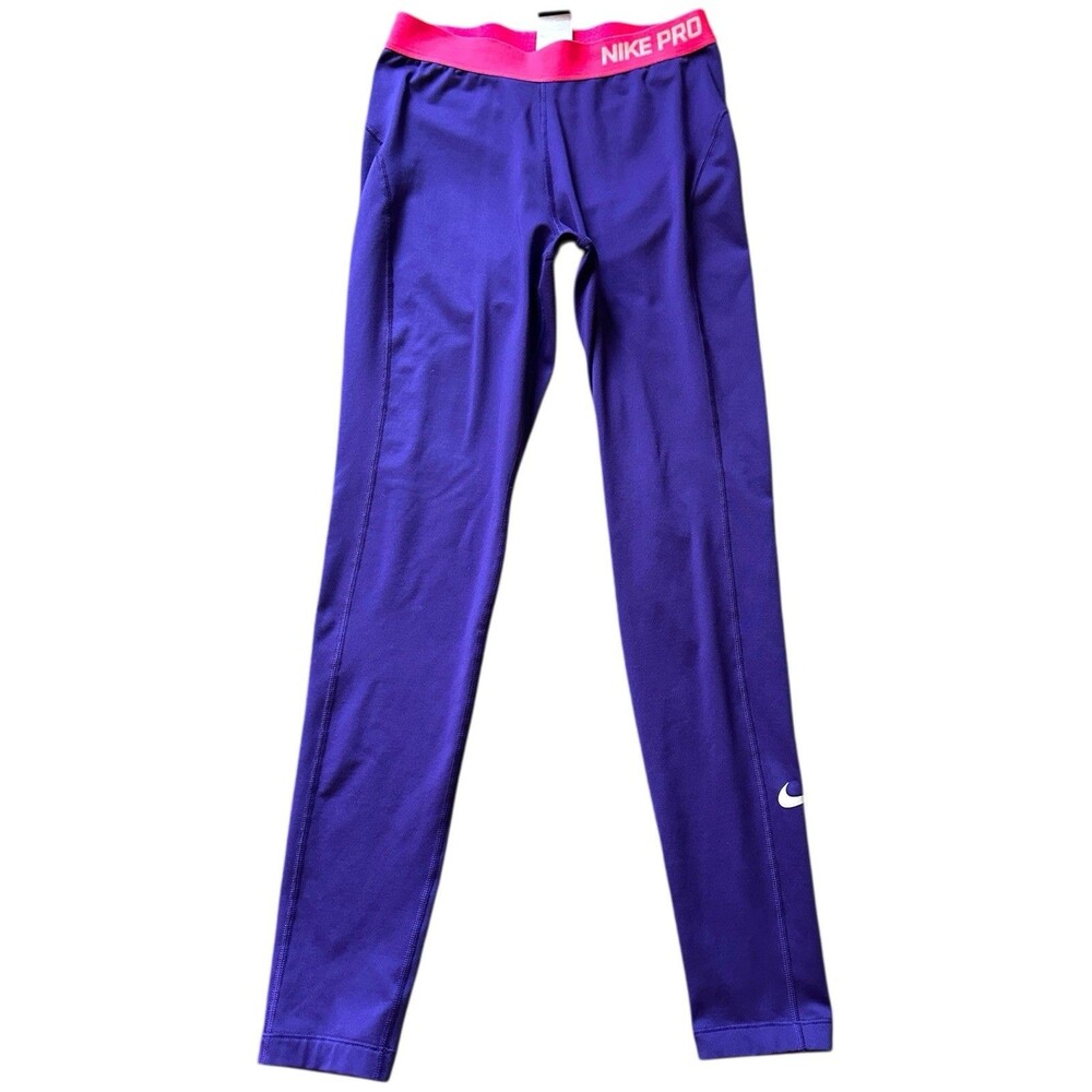Nike Pro Dri-Fit Compression Leggings Medium Purple Hot Pink Workout Tight